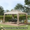 OUTSUNNY TETTUCCIO DI RICAMBIO PER GAZEBO DA GIARDINO 3X4M CON TETTO A 2 LIVELLI IN POLIESTERE BEIGE