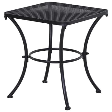 TAVOLINO DA GIARDINO QUADRATO IN ACCIAIO CON PIANO TRAFORATO, 45X45X50 CM, NERO