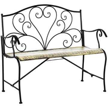 PANCHINA DA GIARDINO IN FERRO STILE VINTAGE 2 POSTI 100X 50 X 88 CM NERO