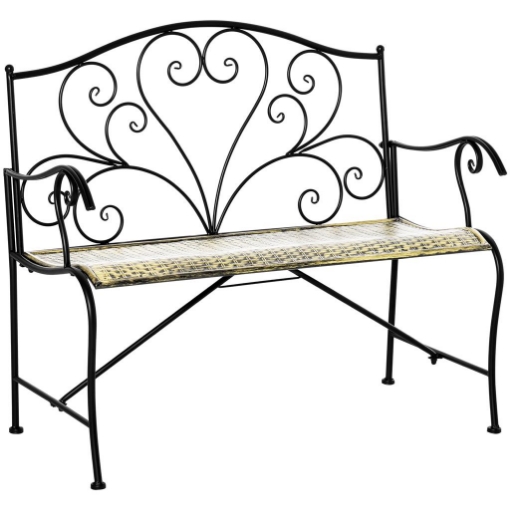 PANCHINA DA GIARDINO IN FERRO STILE VINTAGE 2 POSTI 100X 50 X 88 CM NERO