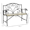 PANCHINA DA GIARDINO IN FERRO STILE VINTAGE 2 POSTI 100X 50 X 88 CM NERO