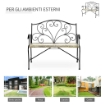 PANCHINA DA GIARDINO IN FERRO STILE VINTAGE 2 POSTI 100X 50 X 88 CM NERO