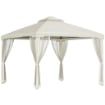 GAZEBO DA GIARDINO CON PALETTI E CORDE DOPPIO TETTO ZANZARIERA PARETI LATERALI BEIGE 294 X 294 X 263 CM