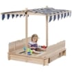 SABBIERA PER BAMBINI CON TETTUCCIO PARASOLE 106X106X121 CM BIANCO E BLU