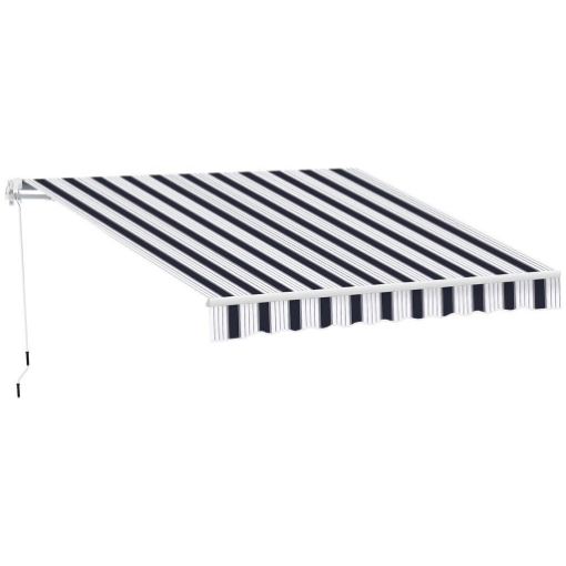TENDA DA SOLE AVVOLGIBILE A PARETE MANUALE 2.5 X 2 MT RIGHE BLU E BIANCHE