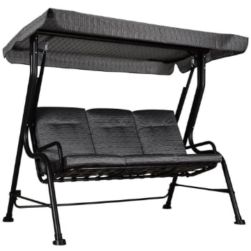 DONDOLO DA GIARDINO PER 3 PERSONE CON TETTUCCIO REGOLABILI 200X120X170CM NERO