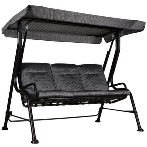 DONDOLO DA GIARDINO PER 3 PERSONE CON TETTUCCIO REGOLABILI 200X120X170CM NERO