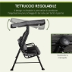 DONDOLO DA GIARDINO PER 3 PERSONE CON TETTUCCIO REGOLABILI 200X120X170CM NERO