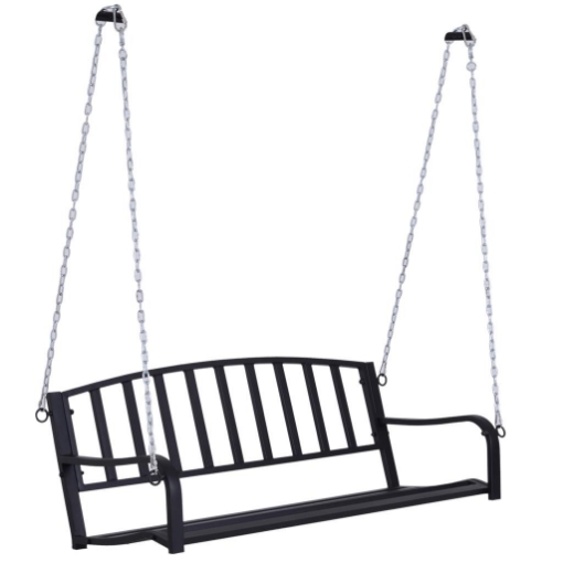 ALTALENA DA GIARDINO A DONDOLO SOSPESO 127 X 60 X 47 CM IN METALLO NERO