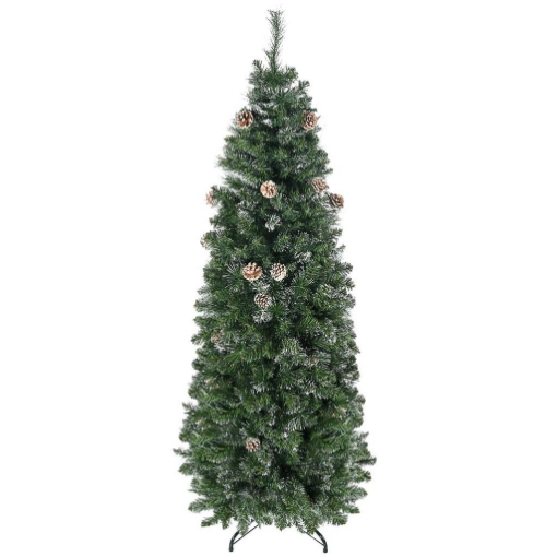 ALBERO DI NATALE ARTIFICIALE DA 180CM CON PIGNE, 618 RAMI E BASE IN METALLO, VERDE