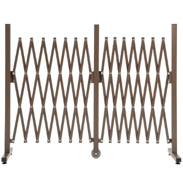 RECINZIONE ESTENSIBILE AUTOPORTANTE IN ACCIAIO E ALLUMINIO, LARGHEZZA 52-405 CM, MARRONE SCURO
