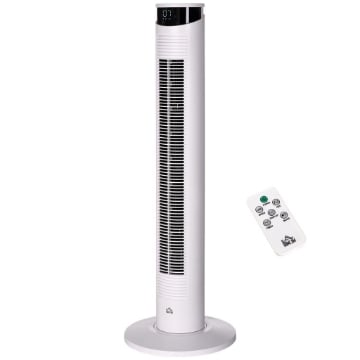 VENTILATORE A TORRE 45W A 4 MODALITÀ E 3 VELOCITÀ CON TIMER DA 12H, IN ABS E ALLUMINIO, Ø31.5X93 CM, BIANCO