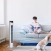 VENTILATORE A TORRE 45W A 4 MODALITÀ E 3 VELOCITÀ CON TIMER DA 12H, IN ABS E ALLUMINIO, Ø31.5X93 CM, BIANCO