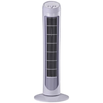 VENTILATORE A TORRE OSCILLANTE DA 45W A 3 VELOCITÀ, VENTILATORE A COLONNA IN PLASTICA ABS, 27X27X75 CM, BIANCO
