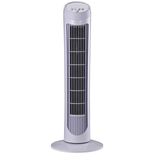 VENTILATORE A TORRE OSCILLANTE DA 45W A 3 VELOCITÀ, VENTILATORE A COLONNA IN PLASTICA ABS, 27X27X75 CM, BIANCO