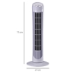 VENTILATORE A TORRE OSCILLANTE DA 45W A 3 VELOCITÀ, VENTILATORE A COLONNA IN PLASTICA ABS, 27X27X75 CM, BIANCO