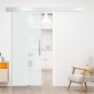 PORTA SCORREVOLE INTERNA IN VETRO SMERIGLIATO CON BINARIO B1 E MANIGLIA PER BAGNO CUCINA STUDIO VETRO 205X 90X 0.8CM