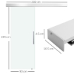 PORTA SCORREVOLE INTERNA IN VETRO SMERIGLIATO CON BINARIO B1 E MANIGLIA PER BAGNO CUCINA STUDIO VETRO 205X 90X 0.8CM