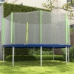 RETE DI PROTEZIONE PER TRAMPOLINI A 8 PALI CON INGRESSO CON CERNIERA, IN PE, Ø366X180 CM, NERO E VERDE