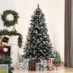 ALBERO DI NATALE INNEVATO 180CM CON BACCHE ROSSE E PIGNE BIANCHE, BASE RIMOVIBILE PIEGHEVOLE, 678 RAMI, VERDE