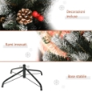 ALBERO DI NATALE INNEVATO 180CM CON BACCHE ROSSE E PIGNE BIANCHE, BASE RIMOVIBILE PIEGHEVOLE, 678 RAMI, VERDE