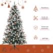 ALBERO DI NATALE INNEVATO 180CM CON BACCHE ROSSE E PIGNE BIANCHE, BASE RIMOVIBILE PIEGHEVOLE, 678 RAMI, VERDE
