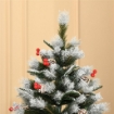ALBERO DI NATALE INNEVATO 180CM CON BACCHE ROSSE E PIGNE BIANCHE, BASE RIMOVIBILE PIEGHEVOLE, 678 RAMI, VERDE
