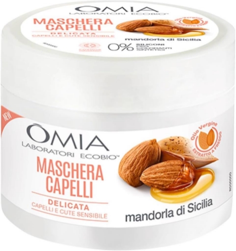OMIA LABORATORI ECO BIO MASCHERA CAPELLI DELICATA PER CAPELLI E CUTE SENSIBILE 0% SILICONI CON MANDORLA SICILIANA 250 ML OKX