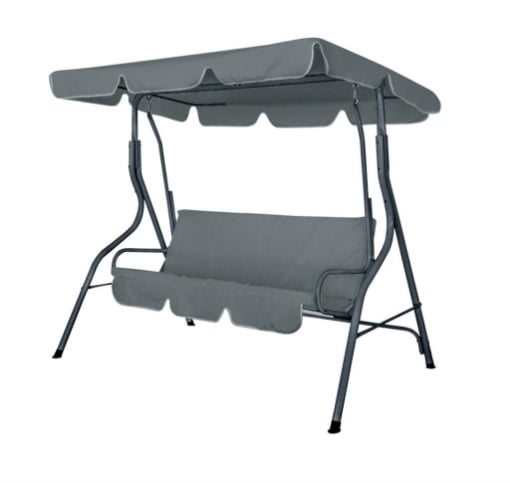 MA MASION DONDOLO WINDY DA GIARDINO 3 POSTI STRUTTURA IN ACCIAIO RIVESTIMENTO POLIESTERE COLORE GRIGIO SCURO 170X110X158 CM