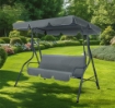 MA MASION DONDOLO WINDY DA GIARDINO 3 POSTI STRUTTURA IN ACCIAIO RIVESTIMENTO POLIESTERE COLORE GRIGIO SCURO 170X110X158 CM