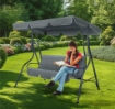 MA MASION DONDOLO WINDY DA GIARDINO 3 POSTI STRUTTURA IN ACCIAIO RIVESTIMENTO POLIESTERE COLORE GRIGIO SCURO 170X110X158 CM