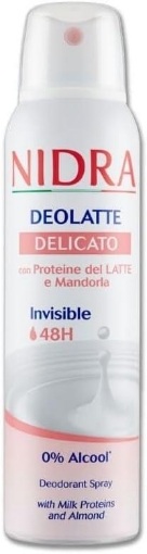 NIDRA DEOLATTE DEODORANTE SPRAY DELICATO CON PROTEINE DEL LATTE E MANDORLE 0% ALCOOL 48H 150 ML OKX