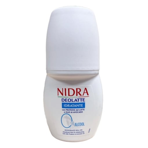 NIDRA DEOLATTE DEODOANTE ROLL ON IDRATANTE CON PROTEINE DEL LATTE E OLIO DI AVOCADO 0% ALCOOL 50 ML OKX