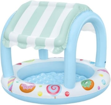 BESTWAY PISCINA ROTONDA SWEET SHOPPE CON 1 TOPPA DI RIPARAZIONE PER BAMBINI DAI 2 ANNI + 104X84 CM OKX