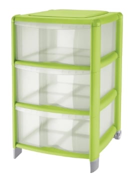 CASSETTIERA BAMBÙ MEDIUM 3 CASSETTI ALTI IN COLORE LIME 38.5 X 39.5 X H 67 CM CON PIEDINI E RUOTE