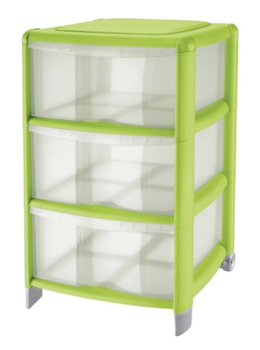 CASSETTIERA BAMBÙ MEDIUM 3 CASSETTI ALTI IN COLORE LIME 38.5 X 39.5 X H 67 CM CON PIEDINI E RUOTE