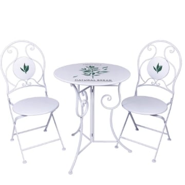MA MAISON TAVOLO BISTROT ARMONIOSO CON SCRITTA NATURAL BREAK+ 2 SEDIE COLORE BIANCO  OKX