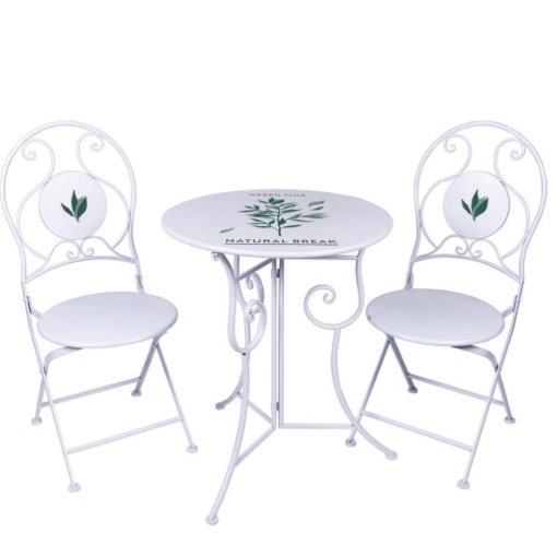 MA MAISON TAVOLO BISTROT ARMONIOSO CON SCRITTA NATURAL BREAK+ 2 SEDIE COLORE BIANCO  OKX