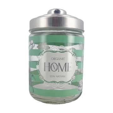 BARATTOLO HOME IN VETRO CON FANTASIA IN COLORAZIONE VERDE E TAPPO 800 CC 
