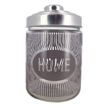BARATTOLO DUNE IN VETRO CON FANTASIA E SCRITTA HOME COLORE GRIGIO 800 CC OKX