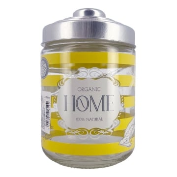 BARATTOLO HOME IN VETRO CON FANTASIA E SCRITTA HOME IN COLORAZIONE GIALLA CON TAPPO 800CC 
