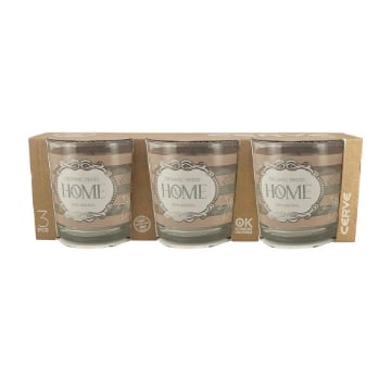 BICCHERE SEASON CON FANTASIA E SCRITTA HOME IN COLORAZIONE TORTORA E TAPPO 3PZ OKX