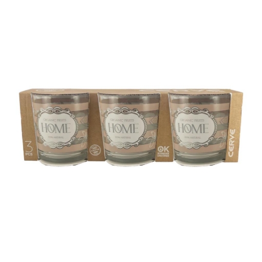 BICCHERE SEASON CON FANTASIA E SCRITTA HOME IN COLORAZIONE TORTORA E TAPPO 3PZ OKX