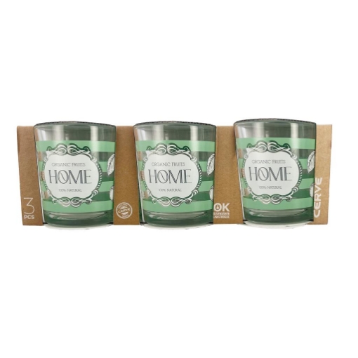 BICCHIERE SEASON CON FANTASIA E SCRITTA HOME IN COLORAZIONE VERDE 3PZ OKX