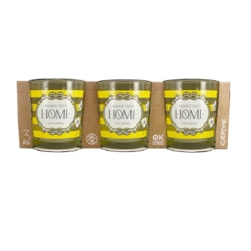BICCHIERI SEASON CON FANTASIA E SCRITTA HOME COLORE GIALLO 3PZ OKX