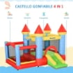 CASTELLO GONFIABILE GIGANTE PER BAMBINI CON SCIVOLO PISCINA E CANESTRO