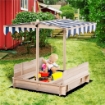 SABBIERA PER BAMBINI CON TETTUCCIO PARASOLE 106X106X121 CM BIANCO E BLU