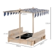 SABBIERA PER BAMBINI CON TETTUCCIO PARASOLE 106X106X121 CM BIANCO E BLU