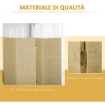 PARAVENTO PIEGHEVOLE  DA INTERNO A 4 ANTE IN LEGNO E BAMBÙ H 170 CM MARRONE