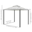 GAZEBO DA GIARDINO CON PALETTI E CORDE DOPPIO TETTO ZANZARIERA PARETI LATERALI BEIGE 294 X 294 X 263 CM